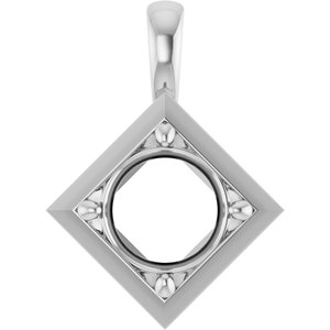 14K X1 White Gold 8.8 mm Round Charm/Pendant Mounting – image 2