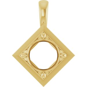 18K Yellow Gold 8.8 mm Round Charm/Pendant Mounting – image 2