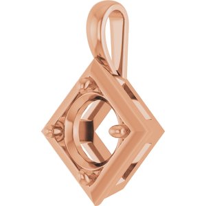 18K Rose Gold 8.2 mm Round Charm/Pendant Mounting – image 4