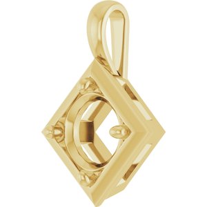 18K Yellow Gold 8.2 mm Round Charm/Pendant Mounting – image 4