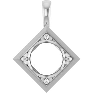 18K White Gold 12 mm Round Charm/Pendant Mounting – image 2