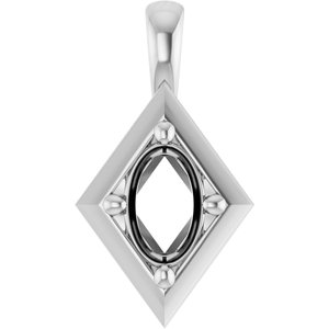 18K White Gold 6x4 mm Oval Charm/Pendant Mounting – image 2