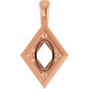 18K Rose Gold 6x4 mm Oval Charm/Pendant Mounting – image 2