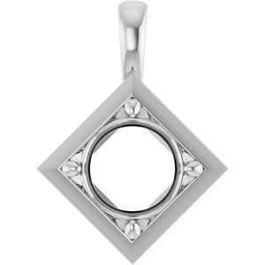 14K X1 White Gold 9 mm Round Charm/Pendant Mounting – image 2