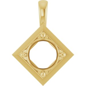 10K Yellow Gold 9 mm Round Charm/Pendant Mounting – image 2