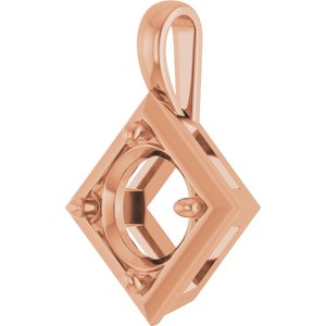 18K Rose Gold 9 mm Round Charm/Pendant Mounting – image 4