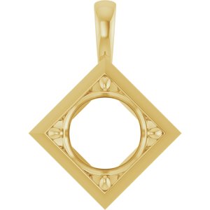 14K Yellow Gold 11 mm Round Charm/Pendant Mounting – image 2