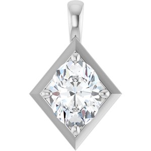 18K White Gold 9x7 mm Oval Charm/Pendant Mounting