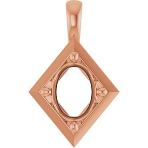 10K Rose Gold 9x7 mm Oval Charm/Pendant Mounting – image 2