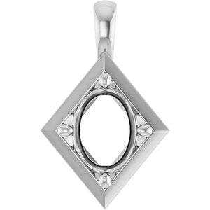 14K X1 White Gold 9x7 mm Oval Charm/Pendant Mounting – image 2