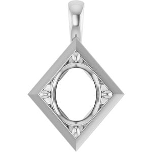 10K White Gold 11x9 mm Oval Charm/Pendant Mounting – image 2