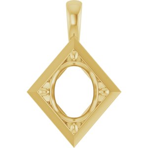 14K Yellow Gold 11x9 mm Oval Charm/Pendant Mounting – image 2