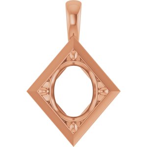 10K Rose Gold 11x9 mm Oval Charm/Pendant Mounting – image 2