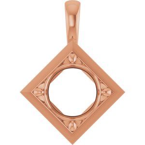18K Rose Gold 10 mm Round Charm/Pendant Mounting – image 2