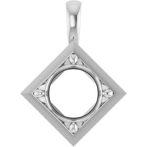 14K White Gold 10 mm Round Charm/Pendant Mounting – image 2
