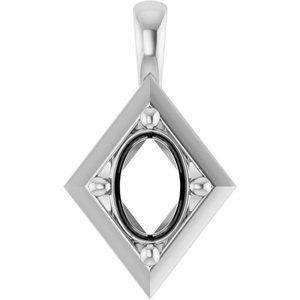 10K White Gold 7x5 mm Oval Charm/Pendant Mounting – image 2