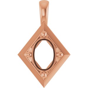 14K Rose Gold 8x6 mm Oval Charm/Pendant Mounting – image 2