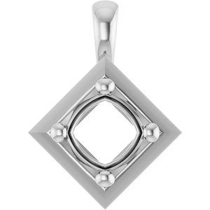 Platinum 5 mm Cushion Charm/Pendant Mounting – image 2