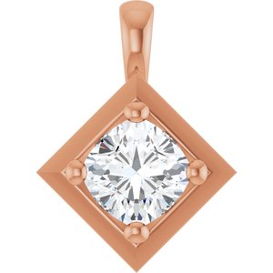 14K Rose Gold 5 mm Cushion Charm/Pendant Mounting