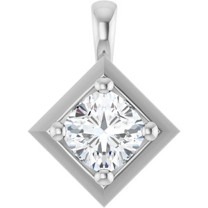 Platinum 5 mm Cushion Charm/Pendant Mounting