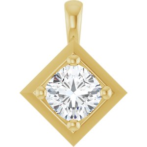 18K Yellow Gold 5 mm Cushion Charm/Pendant Mounting