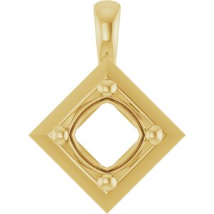 10K Yellow Gold 5 mm Cushion Charm/Pendant Mounting – image 2