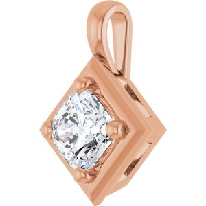 14K Rose Gold 5 mm Cushion Charm/Pendant Mounting – image 3