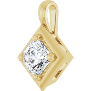 18K Yellow Gold 5 mm Cushion Charm/Pendant Mounting – image 3
