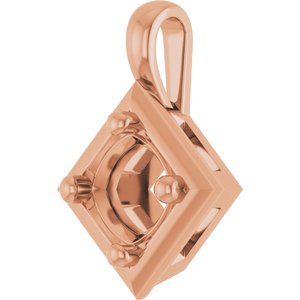10K Rose Gold 5 mm Cushion Charm/Pendant Mounting – image 4