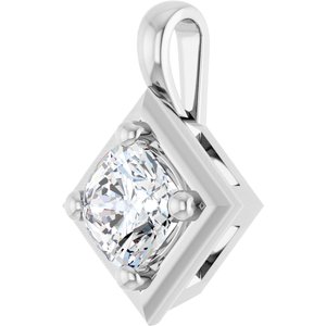 18K White Gold 5 mm Cushion Charm/Pendant Mounting – image 3