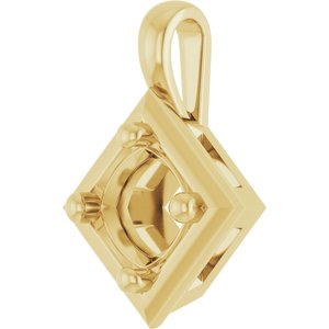 10K Yellow Gold 5 mm Cushion Charm/Pendant Mounting – image 4