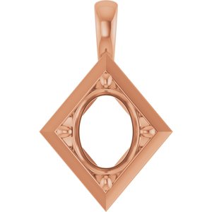 14K Rose Gold 10x8 mm Oval Charm/Pendant Mounting – image 2