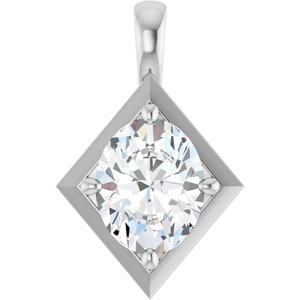 14K White Gold 10x8 mm Oval Charm/Pendant Mounting