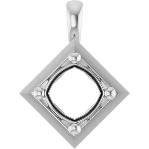 14K X1 White Gold 7 mm Cushion Charm/Pendant Mounting – image 2