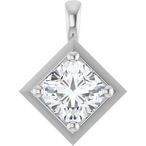 14K White Gold 7 mm Cushion Charm/Pendant Mounting