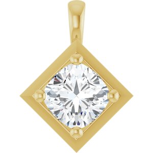 10K Yellow Gold 7 mm Cushion Charm/Pendant Mounting