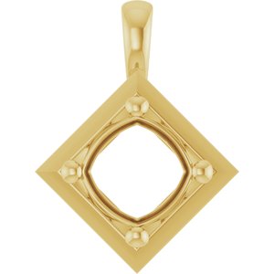 10K Yellow Gold 7 mm Cushion Charm/Pendant Mounting – image 2