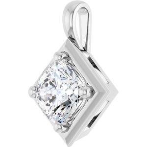 18K White Gold 7 mm Cushion Charm/Pendant Mounting – image 3