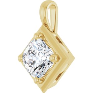 10K Yellow Gold 7 mm Cushion Charm/Pendant Mounting – image 3