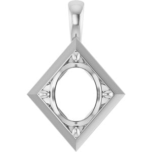 Platinum 12x10 mm Oval Charm/Pendant Mounting – image 2