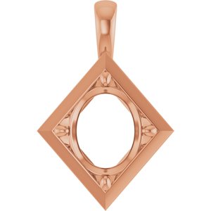 10K Rose Gold 12x10 mm Oval Charm/Pendant Mounting – image 2