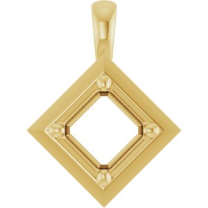 10K Yellow Gold 5 mm Asscher Charm/Pendant Mounting – image 2