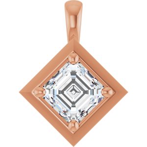10K Rose Gold 5 mm Asscher Charm/Pendant Mounting