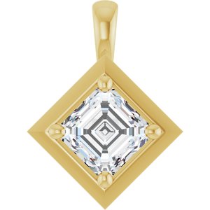 10K Yellow Gold 5 mm Asscher Charm/Pendant Mounting
