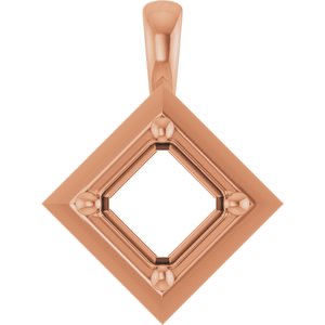 10K Rose Gold 5 mm Asscher Charm/Pendant Mounting – image 2