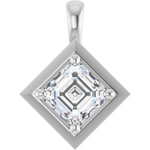 18K White Gold 5 mm Asscher Charm/Pendant Mounting