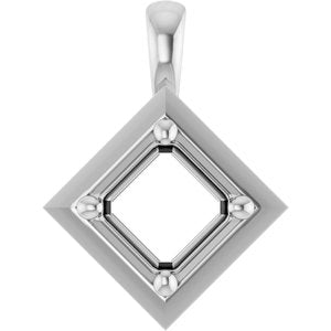Sterling Silver 5 mm Asscher Charm/Pendant Mounting – image 2