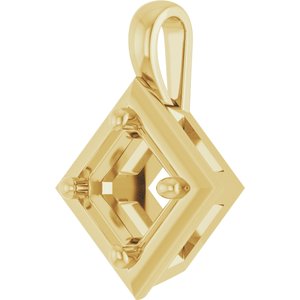 10K Yellow Gold 5 mm Asscher Charm/Pendant Mounting – image 4