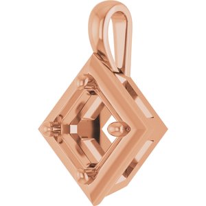 10K Rose Gold 5 mm Asscher Charm/Pendant Mounting – image 4
