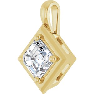10K Yellow Gold 5 mm Asscher Charm/Pendant Mounting – image 3